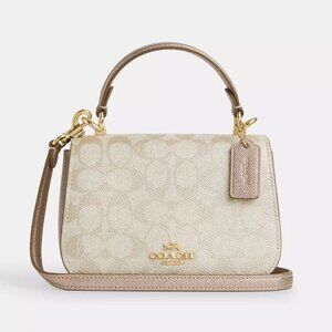 NWT COACH Lysa Top Handle Bag In Signature Canvas - CX576 Gold/Champagne $350